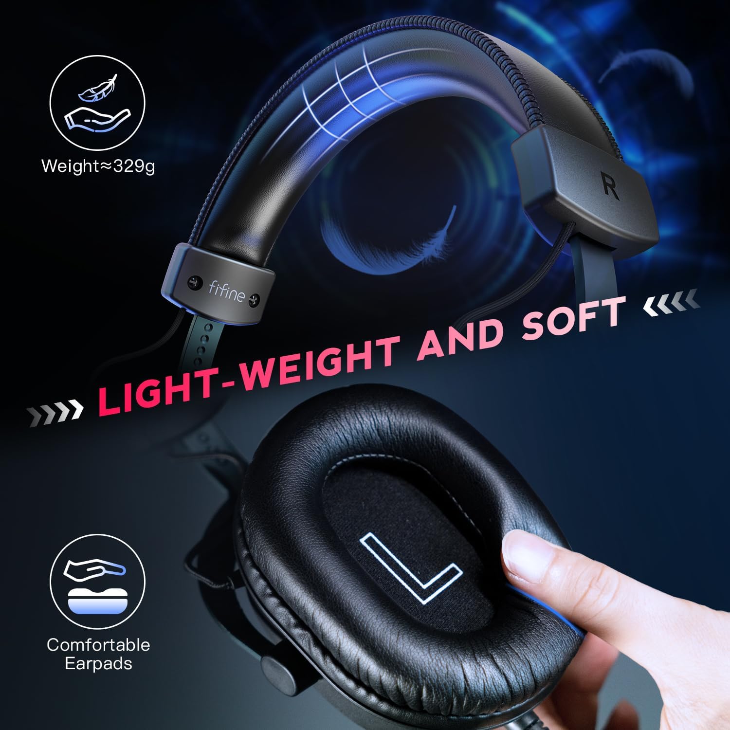  FIFINE AmpliGame H9 3.5mm Gaming Headset with USB Control Box